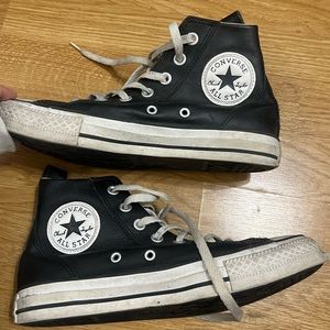 Leather Black high top converse